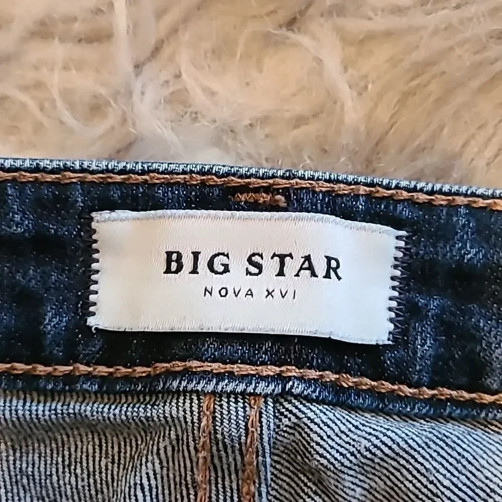 Big‎ star nova 7 12 hydra cigarette dark wash skinny jeans with embroidery